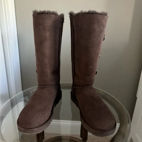 UGG Brown Suede Button-Accent Boots - Picture 4 of 5